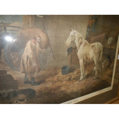 576 - A good print of a barn scene with animals by G Morland and engraved by W Ward, image 54 x 43cm