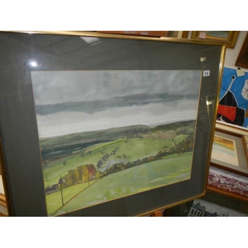 578 - A framed and glazed watercolour landscape, signed Bowett '83 image 70 x 55 cm