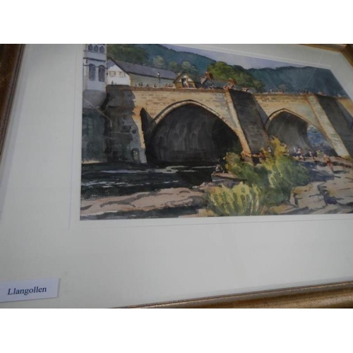 585 - A good framed and glazed watercolour of Llangollen signed Spencer Ford, image 53 x 36