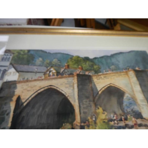 585 - A good framed and glazed watercolour of Llangollen signed Spencer Ford, image 53 x 36