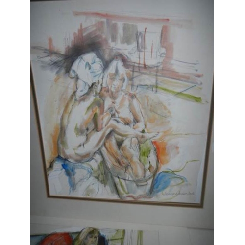 591 - 7 paintings by Lewis Davis (1939-2010) all nudes and all signed