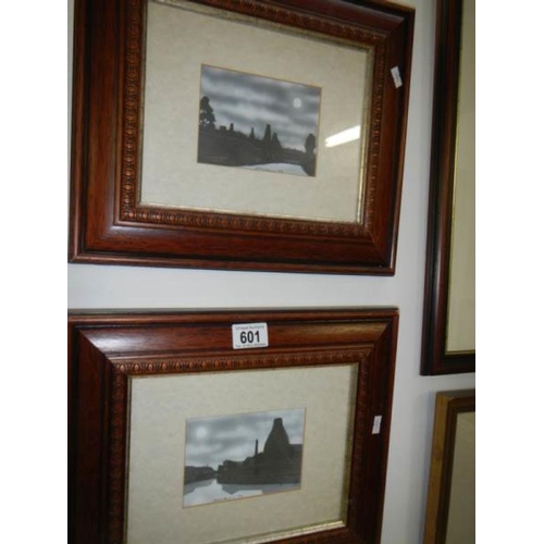 601 - A pair of framed and glazed evening scenes signed D Y Williams, '89