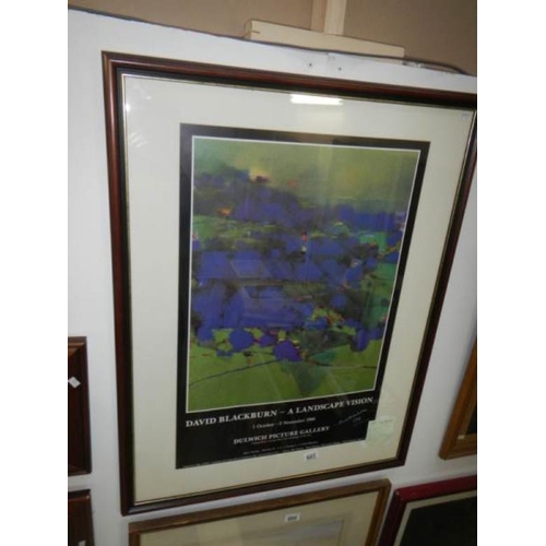 603 - A framed and glazed, signed and dated art exhibition poster by David Blackburn (1939-2016) from exhi... 