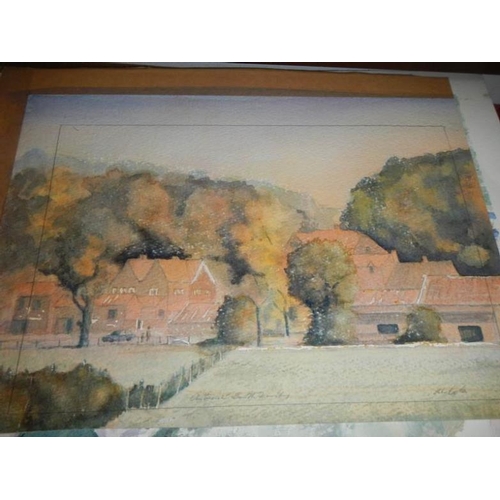 615 - 10 unframed watercolours, various sizes