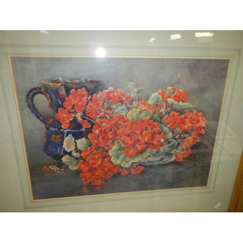 616 - A gilt framed watercolour 'Floral Display' signed Phyllis K Hewton, image 50 x 36 cm