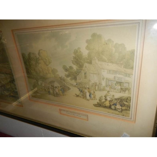 617 - 3 x 3 framed and glazed Rowlandson prints, framed size 94 x 29 cm