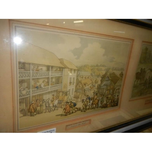 617 - 3 x 3 framed and glazed Rowlandson prints, framed size 94 x 29 cm