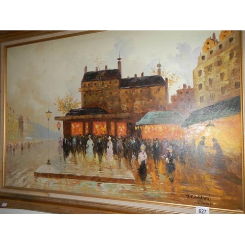 627 - A gilt framed oil on canvas continental scene signed J C Valtori-Dams, image 90 x 60