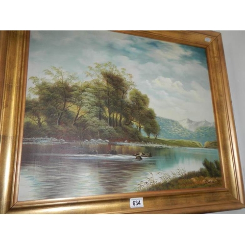 634 - An oil on board rural scene signed Barker, image 59 x 49