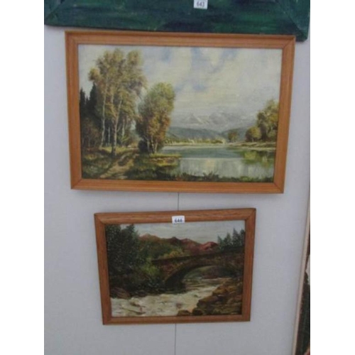 644 - 3 framed oil on board rural scenes