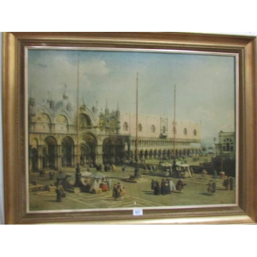 651 - A large gilt framed Venetian scene print, image 90 x 67 cm