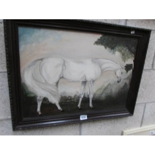 654 - A framed oil on board study of a horse, image 57 x 40 cm