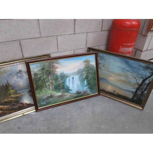 660 - 3 large framed oil on canvas country scenes