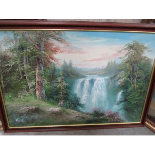 660 - 3 large framed oil on canvas country scenes