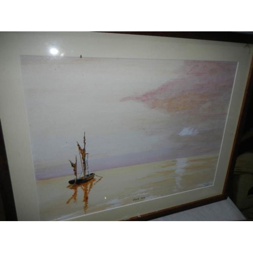 706 - 2 framed and glazed watercolours entitled 'Slack Tide' by Dennis Wooddui?