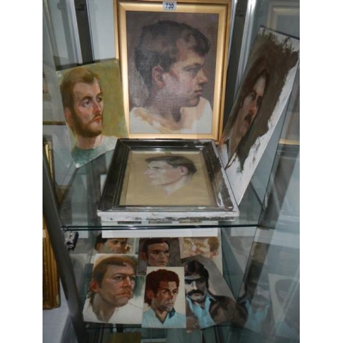 730 - A Quantity of portrait paintings