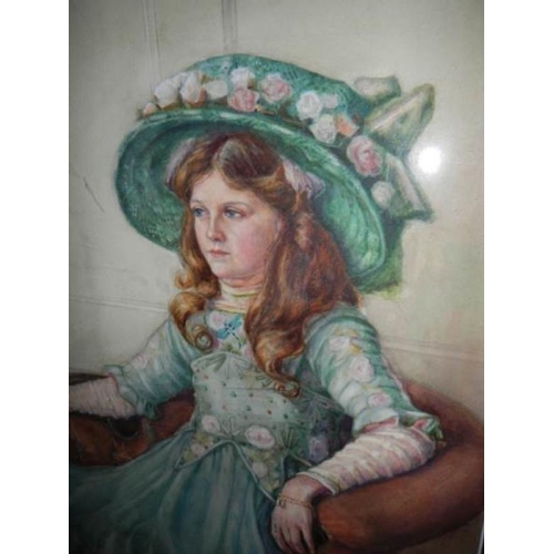 753 - An original watercolour painting signed H S, 1910m 'The Girl in Green'