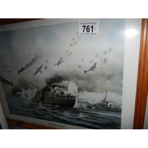 761 - 2 nautical battle prints