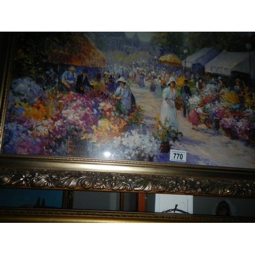 770 - A gilt framed and glazed continental scene, image 49 x 75 cm