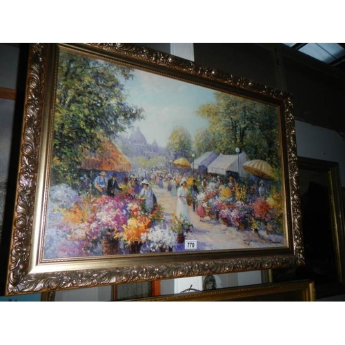 770 - A gilt framed and glazed continental scene, image 49 x 75 cm