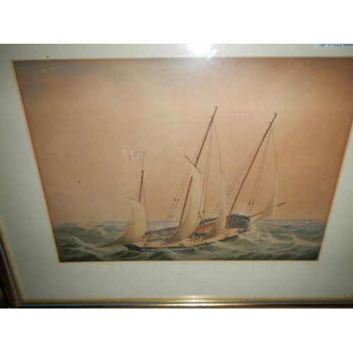 776 - 3 early 20th century watercolours of marine studies signed with monogram