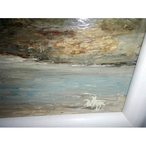 782 - An oil on board seascape, signed but indistinct, image 40 x 35 cm