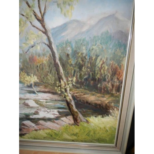 791 - An oil on board river scene signed Lilian Bartle, image 45 x 60 cm