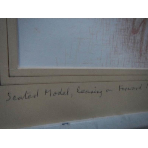 796 - A framed and glazed crayon drawing entitled 'Seated model leaning on forward arm' signed Joseph Smed... 