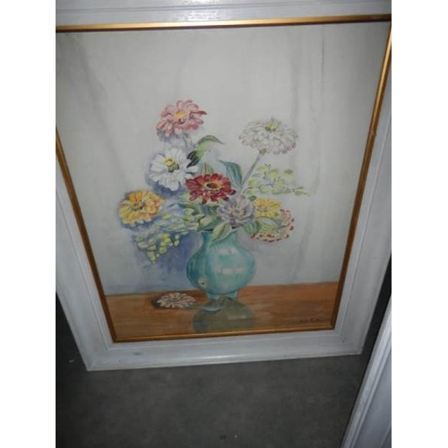 797 - A pair of framed and glazed floral watercolours, one initialled E R G '57, images 48 x 60 cm