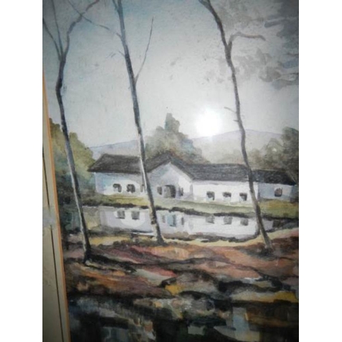 804 - A framed and glazed watercolour rural scene, image 48 x 37 cm