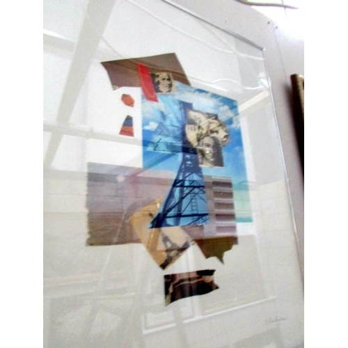 646 - A pair of framed and glazed abstract collages signed O Padovani