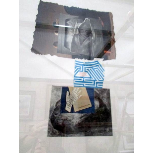 646 - A pair of framed and glazed abstract collages signed O Padovani