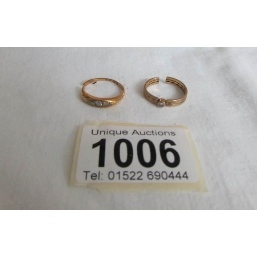 1006 - 2 9ct gold rings, both a/f