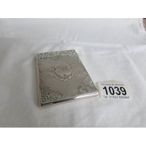 1039 - A H M silver card case, London 1859, Hunt & Roskill