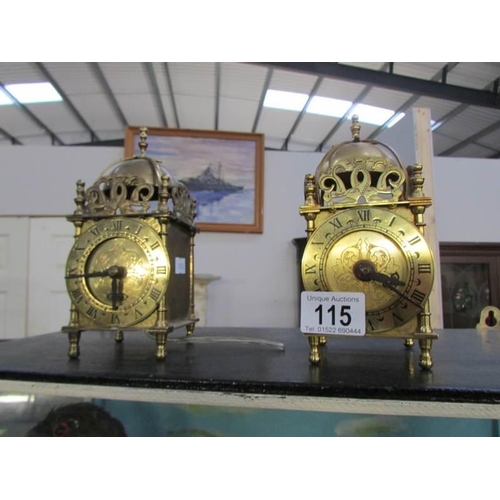 115 - 2 brass lantern clocks