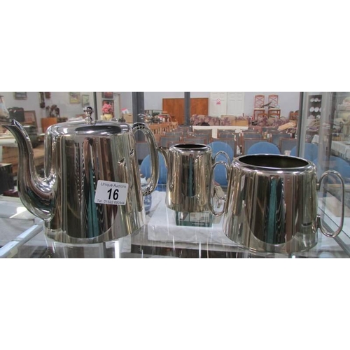 16 - A three piece silver plate tea set