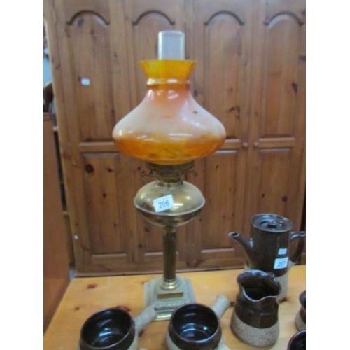 206 - A brass oil lamp