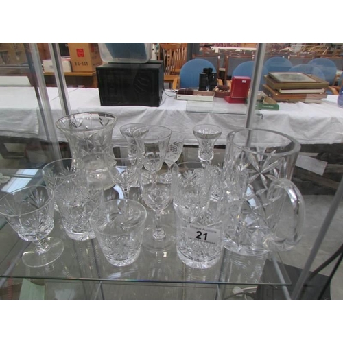 21 - A mixed lot of glass ware including cut glass