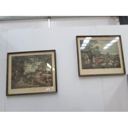 218 - A pair of framed and glazed prints entitled 'The Dairy Farm' and 'The Shepherds'