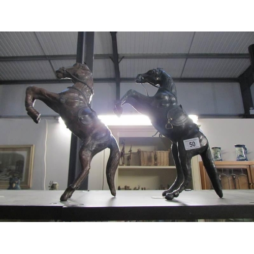 50 - 2 rearing horse figures