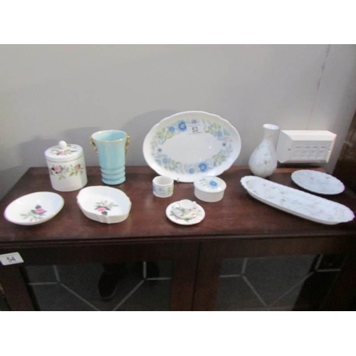 53 - 12 items of china including Wedgwood, Carlton ware etc