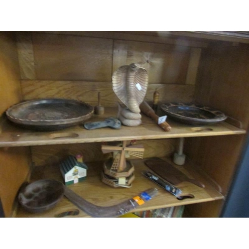 57 - 2 shelves of wooden items