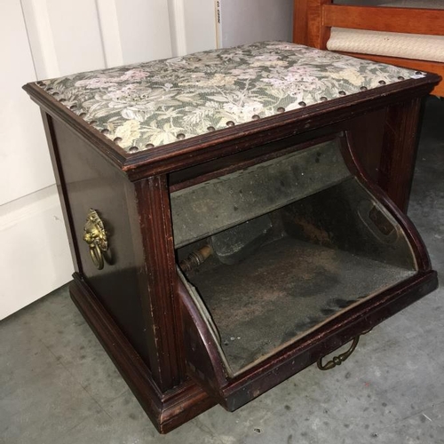 358 - A good quality mahogany coal box with tapestry lid