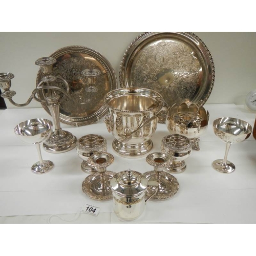 104 - 9 items of good silver plate.