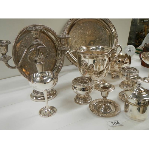 104 - 9 items of good silver plate.