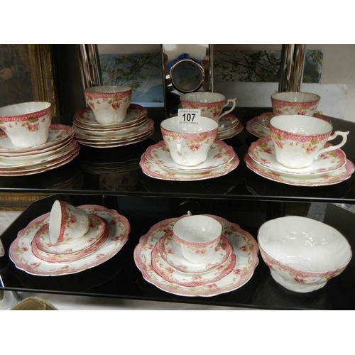 107 - A Victorian china tea set, 35 pieces.