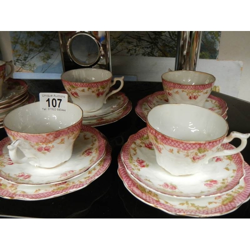 107 - A Victorian china tea set, 35 pieces.