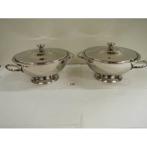 126 - 2 silver plated tureens  by Guy Degrenne.