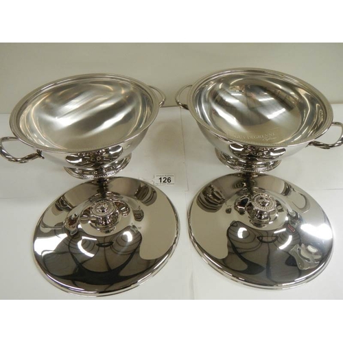 126 - 2 silver plated tureens  by Guy Degrenne.