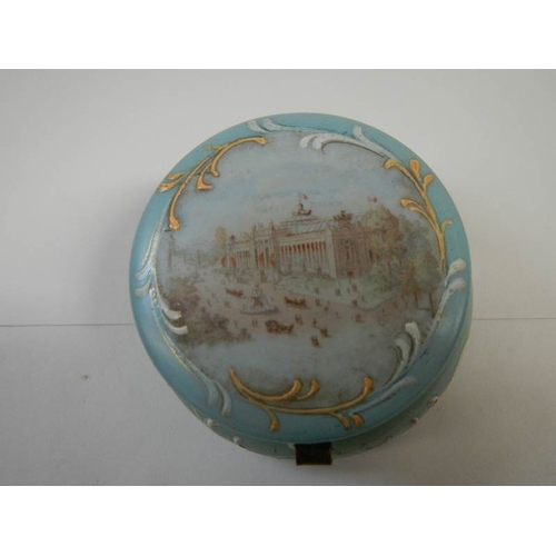 151 - A hand painted trinket pot/pin dish, in fair condition.